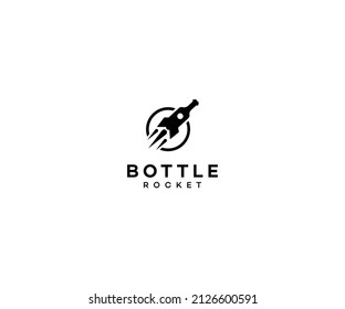 Bottle Rocket Logo Design Template Vector Graphic Branding Element.