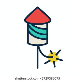 Bottle Rocket or Parachute Icon for Firework- Independence Day - 4th of July