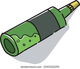 A Bottle Rolling in Perspective, Capturing the Dynamic Movement and Depth of the Scene, Creating a Sense of Energy and Flow as the Bottle Spins Across the Surface