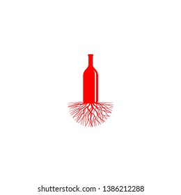 bottle root wine logo template sticker