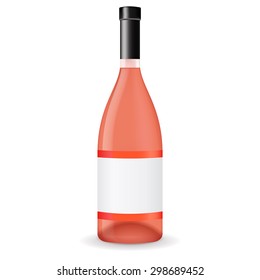 Bottle of rose wine with blank label  - vector drawing isolated