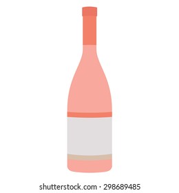 Bottle of rose wine with blank label  - vector drawing isolated