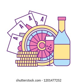 bottle roulette and coins cards casino game