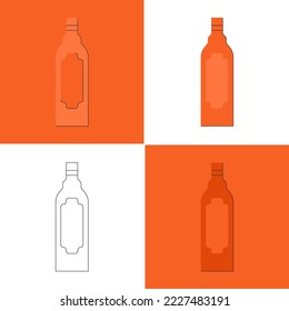 Bottle of rum, great design for any purposes. Flat style. Color form. Party drink concept. Icon bottle. Simple image shape with a thin line of shadow. Vector four types of object on different backdrop