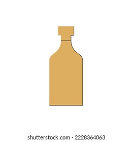 Bottle of rum, great design for any purposes. Flat style. Color form. Party drink concept. Icon bottle with cap on white backgrounds. Simple image shape with a thin line of shadow. Vector.