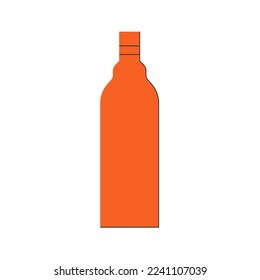 Bottle of rum, great design for any purposes. Flat style. Color form. Party drink concept. Icon bottle with cap on white backgrounds. Simple image shape with a thin line of shadow. Vector.
