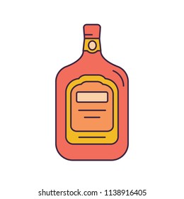 Bottle of rum icon, cartoon style