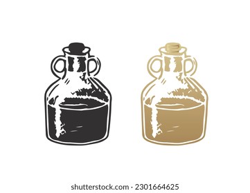 Bottle of Rum illustration. oil Bottle. Bottle logo design.
