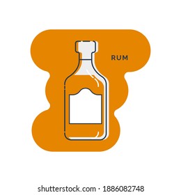 Bottle rum line art in flat style. Restaurant alcoholic illustration for celebration design. Design contour element. Beverage outline icon. Isolated on shape background in graphic style. Vector.
