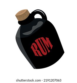Bottle of rum on white background