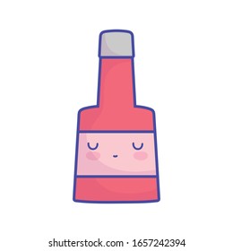 bottle sauce character cartoon food cute vector illustration flat style icon