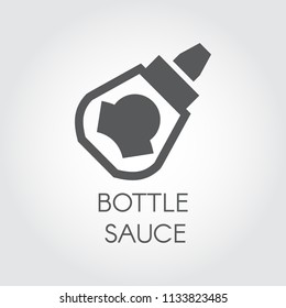 Bottle sauce glyph icon. Spices for cooking symbol. Food ingredient in tube - ketchup, mayonnaise, mustard contour emblem. Vector illustration for barbecue and gastronomy theme