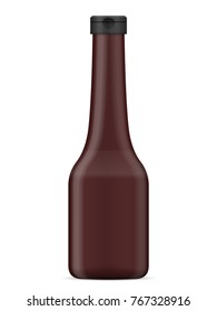 Bottle with sauce on a white background.