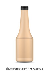 Bottle with sauce on a white background.