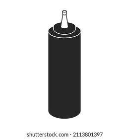 Icono vectorial de la salsa de botella.Icono vector negro aislado en la salsa de botellas de fondo blanco.