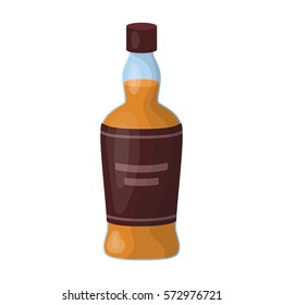 Bottle of scottish whiskey icon in cartoon style isolated on white background. Scotland country symbol stock vector illustration.