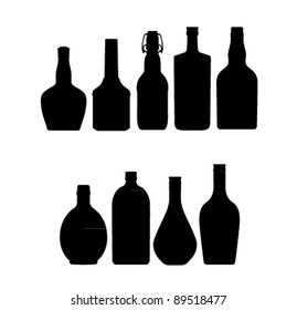 bottle set black color isolated