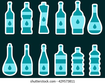 Bottle. Set of bottles of different shapes. Vector illustration.