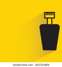 bottle with shadow on yellow background