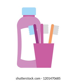 bottle shampoo and brushes bathroom