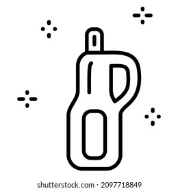 A bottle for shampoo, detergent, disinfectant. Means for cleaning, disinfection, washing in a bottle. Vector icon, outline, isolated