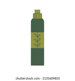 Botella de champú sobre fondo blanco. Cuerpo, mano, cara cosméticos de cuidado de la piel en un paquete de plástico. El producto de belleza y bienestar. Ilustración plana del vector