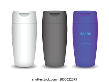 Embalaje de champú en frascos Isolación ilustración vectorial, diseño de embalaje, diseño de producto
