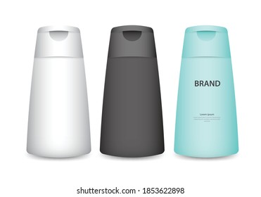 Embalaje de champú en frascos Isolación ilustración vectorial, diseño de embalaje, diseño de producto