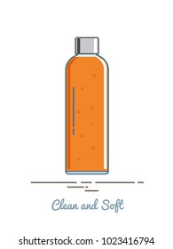 Bottle with shampoo or shower gel.