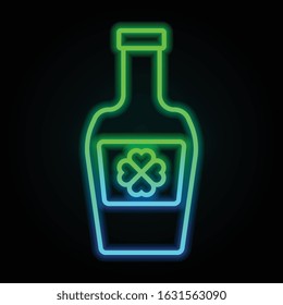 Bottle, shamrock, ale icon in nolan neon colorful style. Simple thin line, outline vector of saint patrick's day for ui and ux, website or mobile application