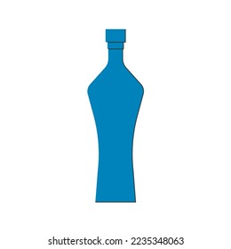 Bottle of shnapps, great design for any purposes. Flat style. Color form. Party drink concept. Icon bottle with cap on white backgrounds. Simple image shape with a thin line of shadow. Vector.
