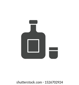 Bottle and shot glass icon isolated on white background. Drink symbol modern, simple, vector, icon for website design, mobile app, ui. Vector Illustration
