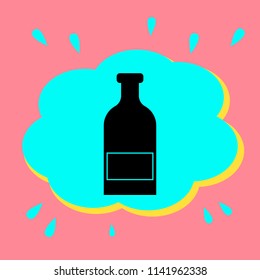 Bottle sign. Black icon in bubble on pink background .Vector