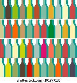 Bottle silhouette, pattern with wine bottles vector.