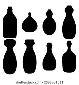 Bottle silhouette set icon. simple drink vector