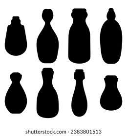 Bottle silhouette set icon. simple drink vector