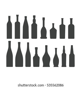 Bottle silhouette set isolated on white background stock vector illustration