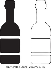 Bottle silhouette vector, bottle line art vector