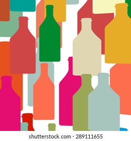 Bottle silhouette with wine.Vector illustration background bottle. Set of colorful bottle on background.
