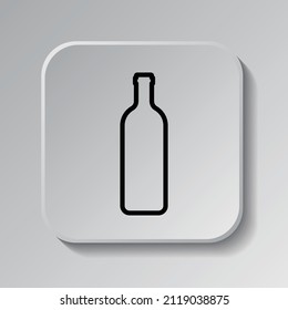 Bottle simple icon vector. Flat desing. Black icon on square button with shadow. Grey background.ai