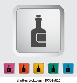 Bottle. Single color flat icon on the button. Vector illustration.