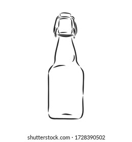 bottle, sketch style vector illustration isolated on white background. glass bottle, container, vector sketch illustration