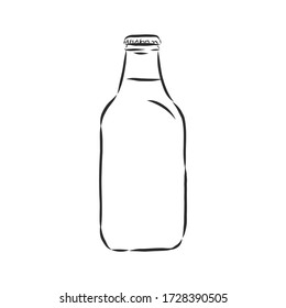 botella, dibujo estilo ilustración vectorial aislado en fondo blanco. frasco de vidrio, contenedor, ilustración de esbozo vectorial