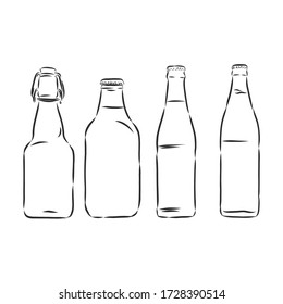 bottle, sketch style vector illustration isolated on white background. glass bottle, container, vector sketch illustration