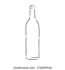 bottle, sketch style vector illustration isolated on white background. glass bottle, container, vector sketch illustration