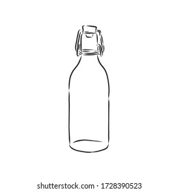 Flasche, Zeichnung Stil Vektorgrafik isoliert auf weißem Hintergrund. Glasflasche, Behältnis, Vektorgrafik
