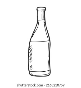 bottle, sketch style vector illustration isolated on white background. glass bottle, container, vector sketch illustration