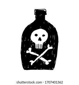 bottle with skull, bones on it poison