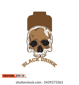 Bottle Skull logo design vector template