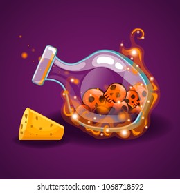 Bottle with skull and magic smoke